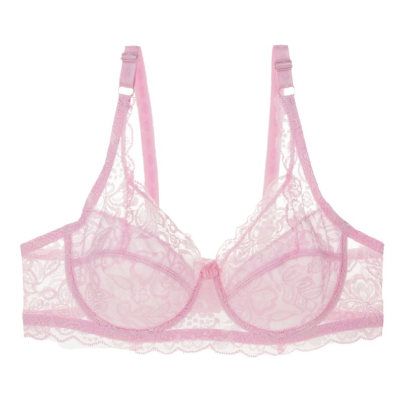 Lace Perspective Brassiere Women Sexy Lingerie Underwire Floral Bralette Plus Size Bras