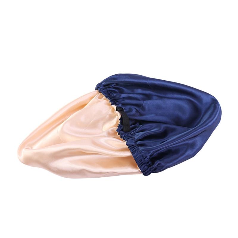 Satin Bonnet Beanie Hat Double Layers Satin Dome Cap for Head Wrap Cover with Neat Stitches Invisible Elastic Band