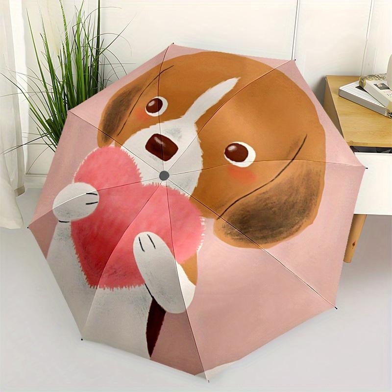 1pc Puppy Heart Automatic Open/Close Umbrella Sturdy Iron Frame, Compact Travel Umbrella - Perfect Gift for Women, Men, Birthdays, Anniversa