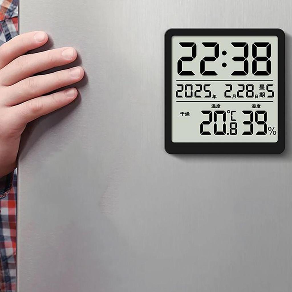 New LCD Digital Alarm Clock Screen Ultra Thin Temperature Hygrometer Design Magnetic Desk Wall Decoration Clocks
