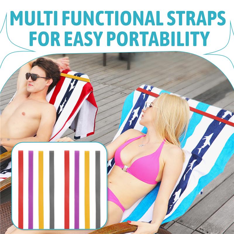 Good-12 Pcs Beach Towel Bands,Elastic Beach Towel Holder,Chair Clips,Multicolor Towel Bands For Beach Chairs Swim Vacation