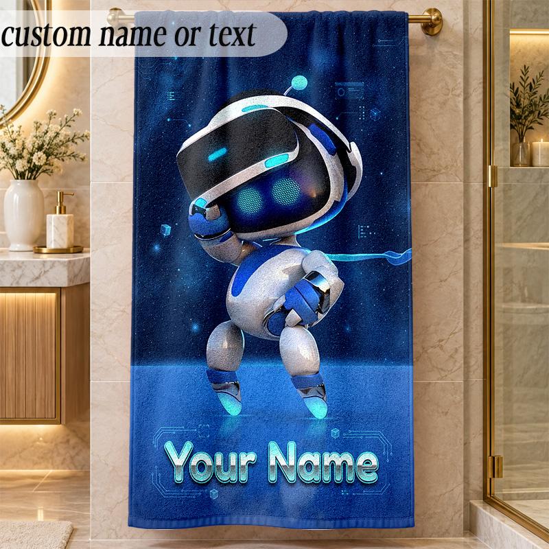 Beach TowelAstro Bot Custom Name Text Personalized Soft Towel for Beach Pool Indoor Home Decor Gift