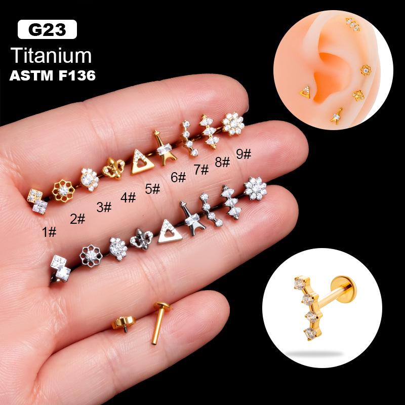

Henson G23 Titanium Zircon Screw Lip & Cartilage Piercing Earrings #6