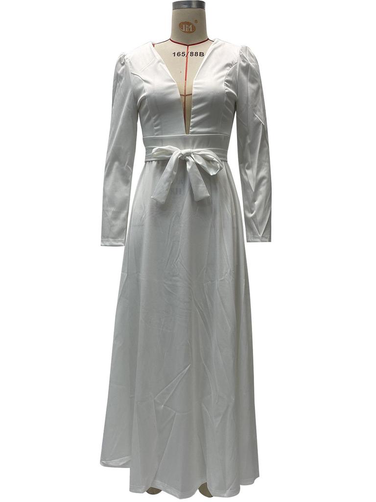 2025 French Style White Satin Evening Dress - Slimming, Elegant Long Skirt