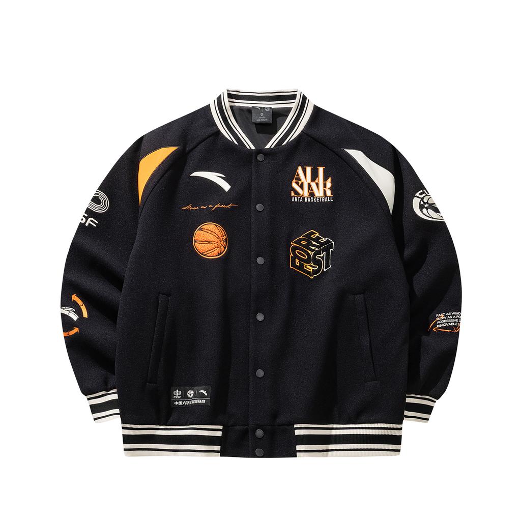 Anta Campus Basketball Series Knitted Casual Jacket Spring 2026 Men tops Black Orange Gray 152611738-1