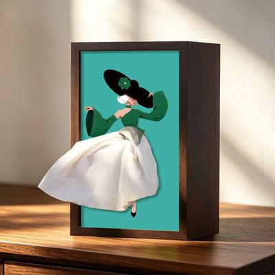 Holz Taschentuchbox Abdeckung Modernes Ballettmädchen Muster Spender Servietten Spender für Büro Schreibtisch Schlafzimmer Schminktisch Wohnzimmer