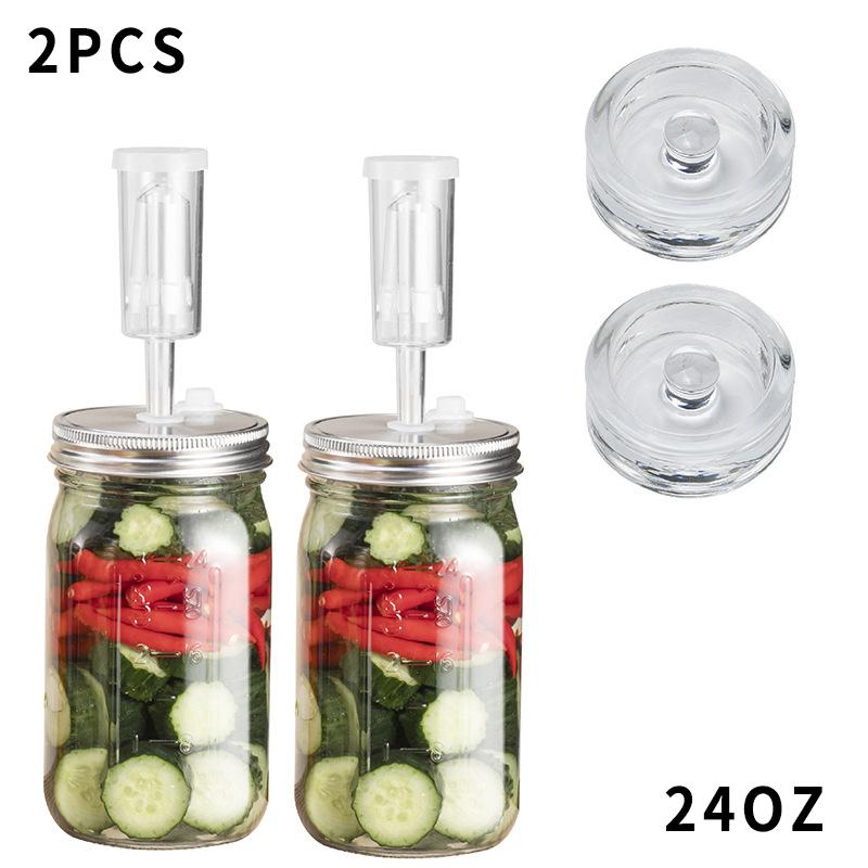 Fermentation Kit For Wide Mouth Mason Jars 4- Complete Pickling & Sauerkraut Setss With Stainless Steel Lid And Air Lock Valve