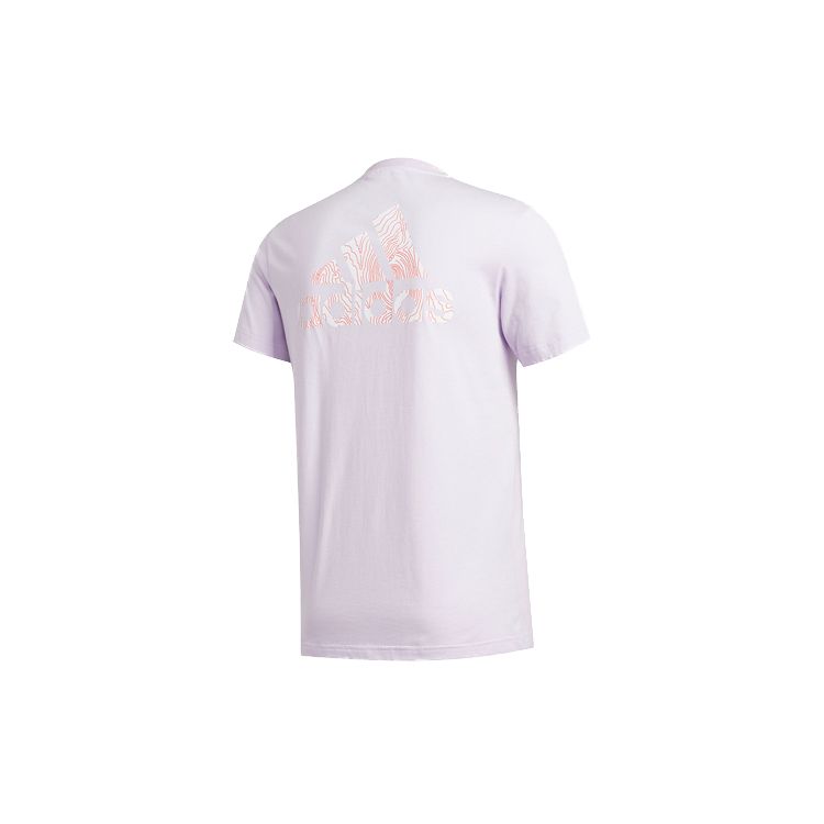 Adidas SS20 Outgoing Waves Logo Print Round Neck Short Sleeve T-Shirt Men Tops Light-Purple FM7538