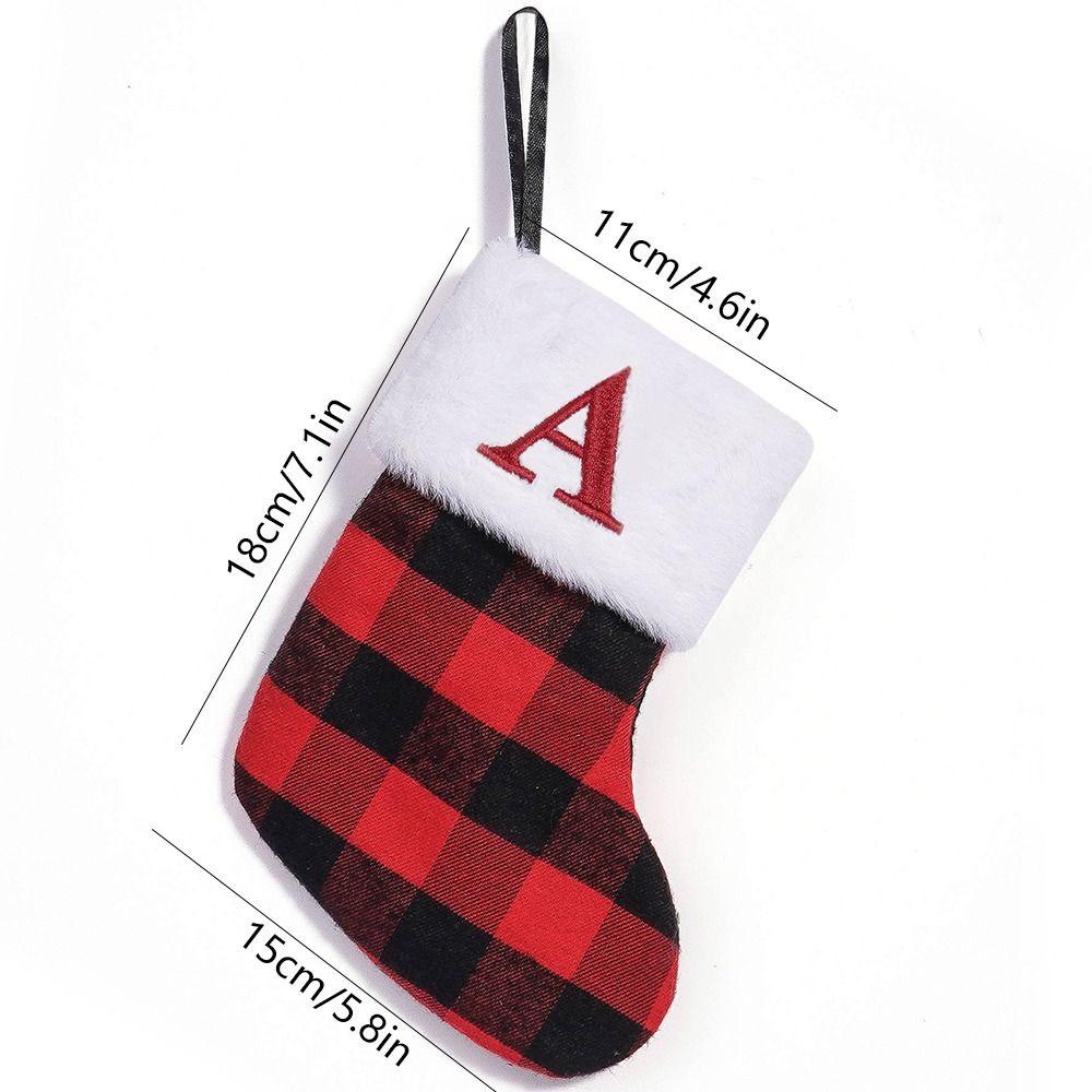 Large Capacity Red Black Checkered Letter Socks Christmas Tree Ornaments  New Year Decoration