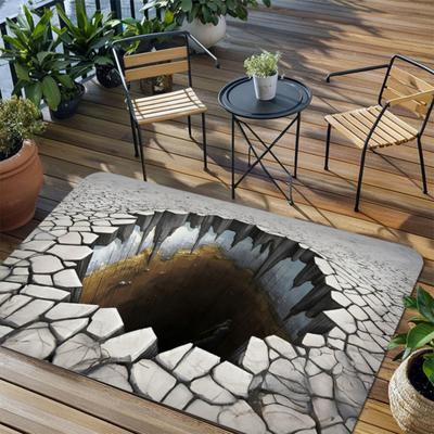 3D Optical Illusion Floor Mat Realistic Hole Door Mat for Living Room And Entry Area Non-Slip Soft Pet-Friendly Rug Interactive Visual Effect Carpet