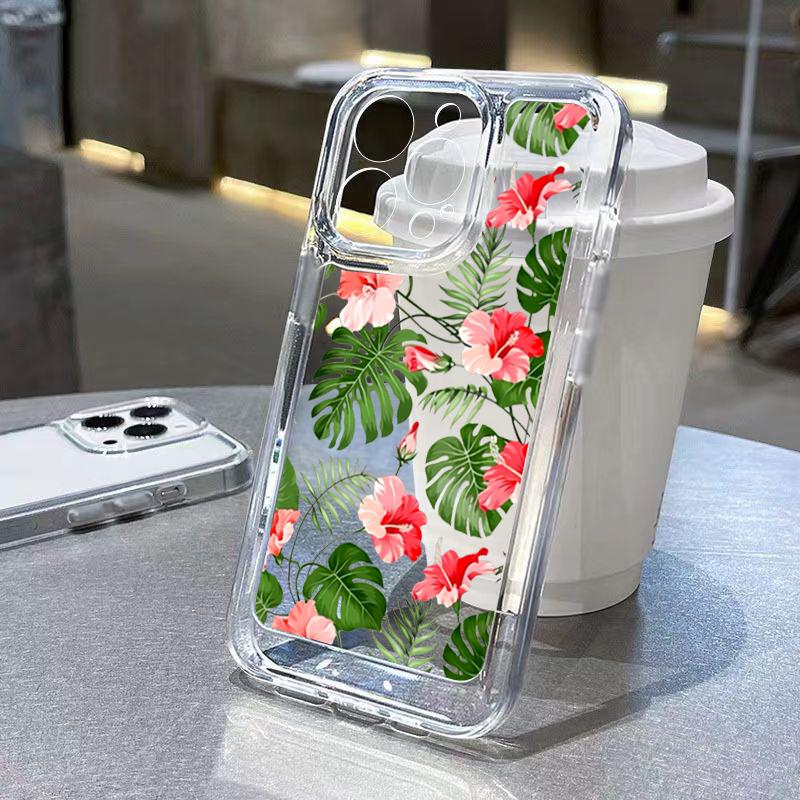 Transparent Small Chrysanthemum Flowers Case For Samsung Galaxy A16 A35 A55 A54 A33 A53 S25 S24 Ultra S23 Plus S22 S21 FE Cover