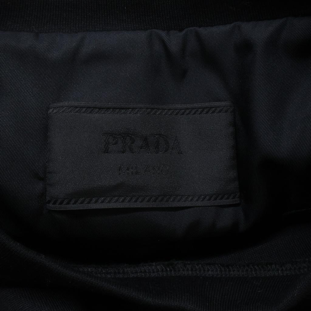 PRADA [Excellent Condition/Domestically Manufactured/Made in 2011] UJL35B Re-Nylon Triangle Logo Plate Panel Sweatshirt tops S blackUsed