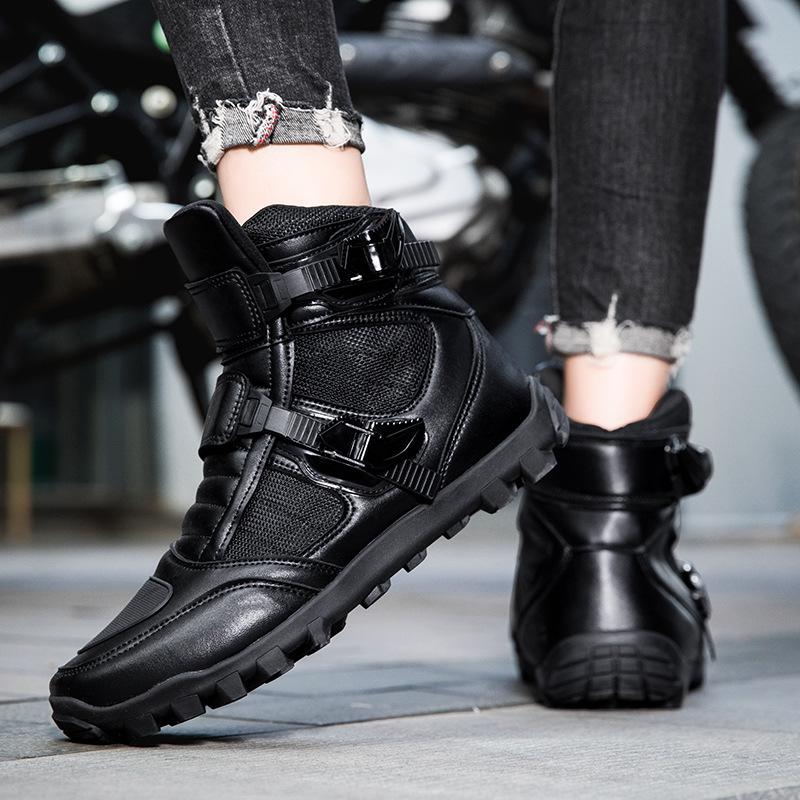 New Style Large Size High-top Thick-soled Motorcycle Boots Mens Motorcycle Shoes Street Riding Boots Racing Boots Outdoor Long-distance Riding Boots