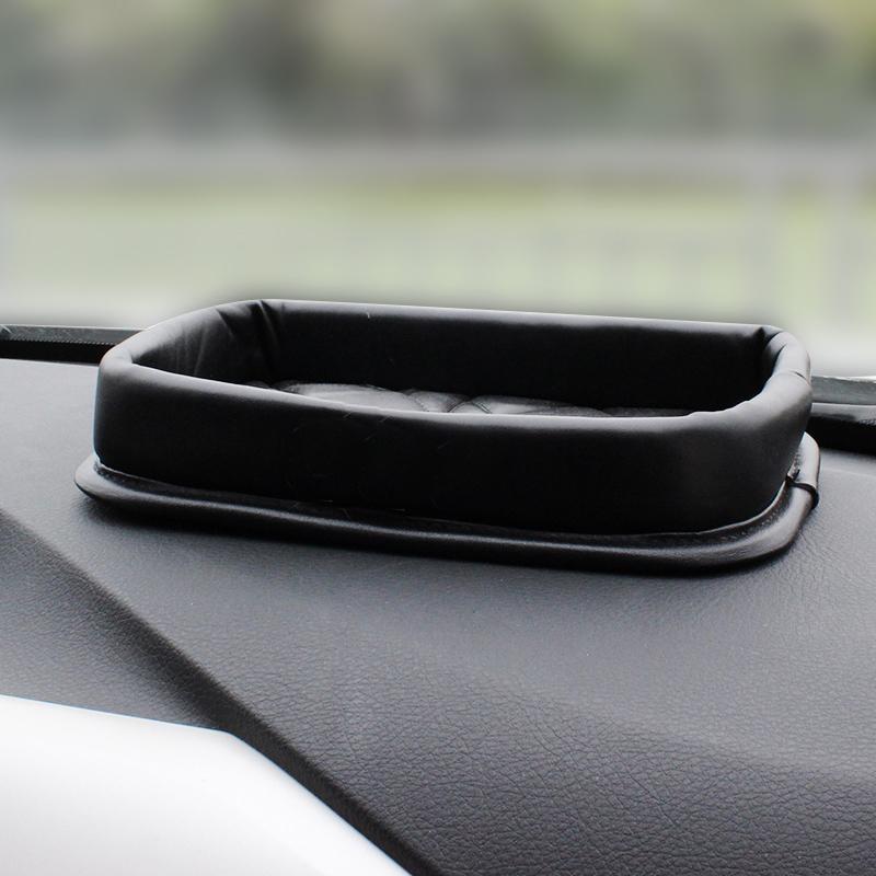 Creative Camellia Rhinestone PU Leather Car Phone Storage Box Instrument Panel Mobile Phone Keys Coin Basin Armrest Storage Box