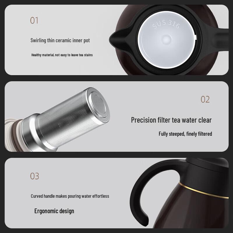 TOMIC Insulated Ceramic Tea Brewer Kettle