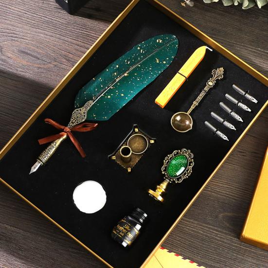 1 sada brků Sada pěkně vypadající smysluplná nerezová ocel hladká psací pera s inkoustem Sada psacích potřeb