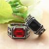 Vintage Stainless Steel Red/Black Stone Rings for Men Women Classic Elegant Cross Ring Fashion Jewelry Accessories Wholesale