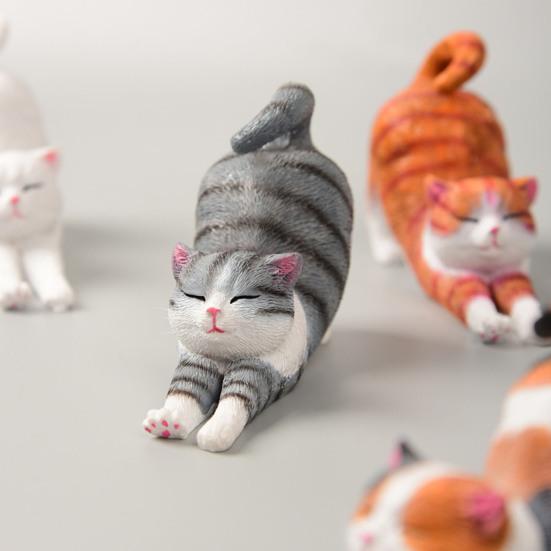 Mini Estatuetas de Gato Fofas Resina Gato Estátua se Esfriando Escultura de Gatinho Pequeno para Interior