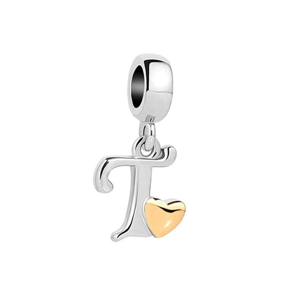 New Plated Copper Letter Alphabet A-Z Dangle Charm Beads Fit Original Charms Bracelet Pendant Women Diy Jewelry