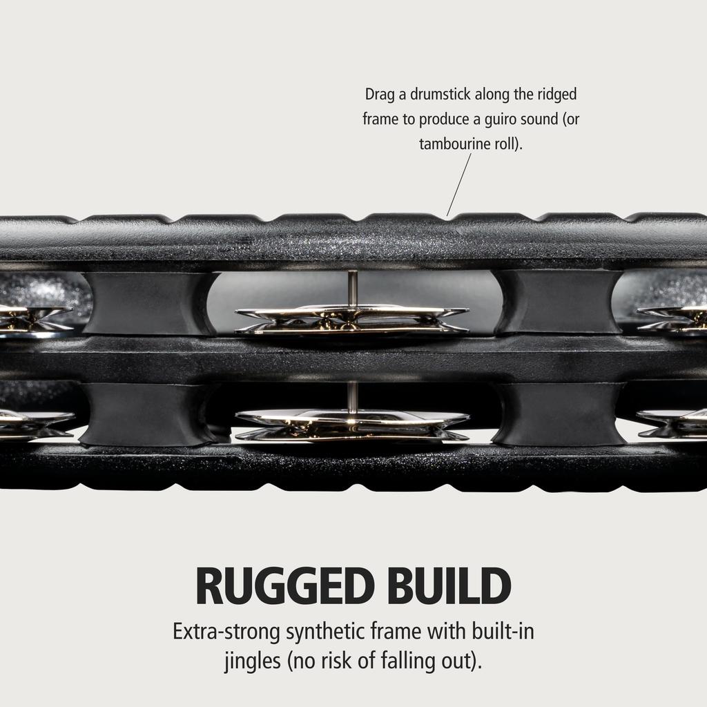 MEINL Percussion Tambourine Traditional ABS Tambourine Steel Jingles Black TMT1BK []