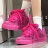 New Dragon Fruit Color Letter Sole Bread Shoes Women's Ins Niche Retro Casual Shoes American Heightening Sports Shoes