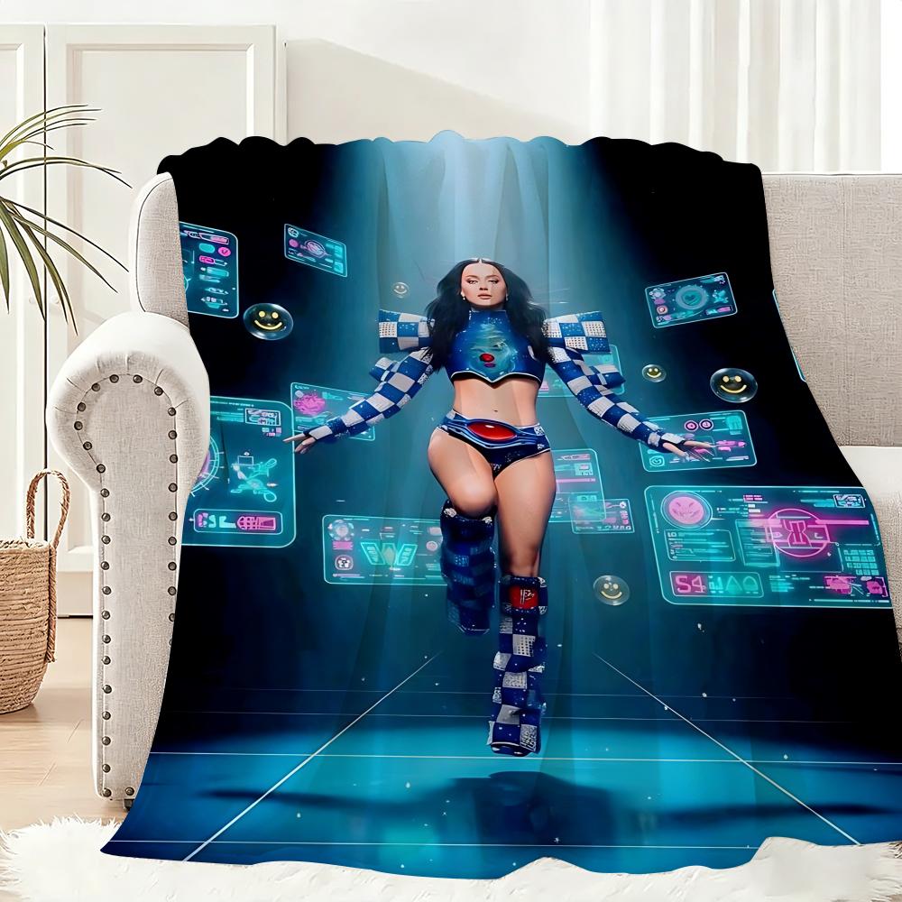 Singer K-Katy Perry Album Throw Lightweight 240g Flannel Blanket Soft Skin-friendly for Summer Cooling