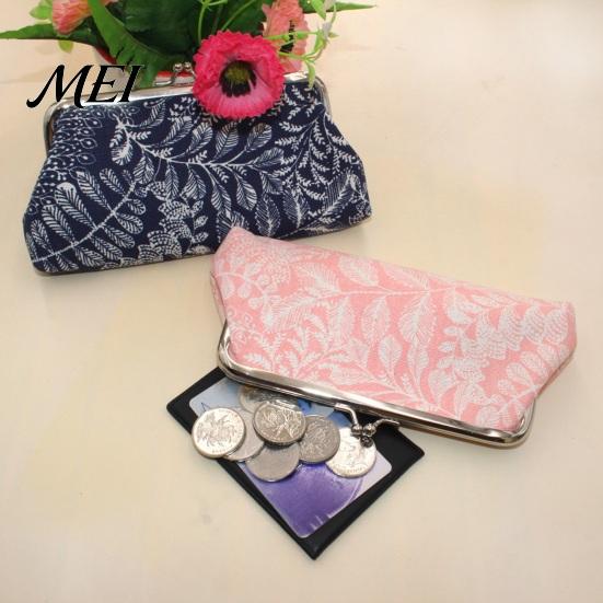 Coin Purse Purse, with Kiss-lock Closure, Floral Lining Compact Pouch Canvas Wallet, for Coins Cards Jewelry Storage Trendy
