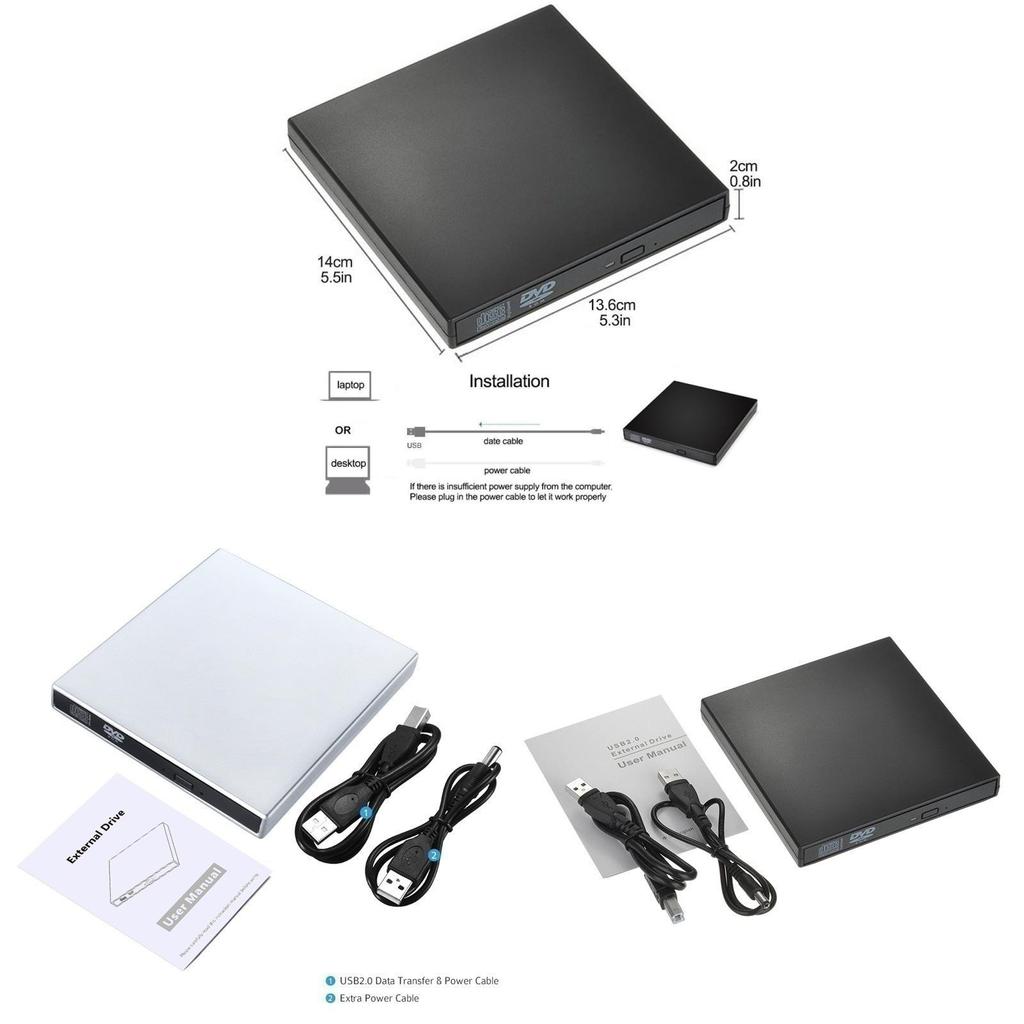 External Usb Cdrw Drive With 24x Burn Speed For Laptop Data Backup