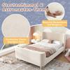 Upholstered Bed. Children Bed, Single Bed with Universe Pattern, 90 x 200cm, for Boys & Girls, Beige, Velvet (without