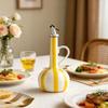 Leak-Proof Ceramic Oil Bottle Nordic Style Hand-drawn Stripes Olive Oil Dispenser Bottle Pressing Design Large Capacity