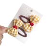 Lovely Flower Hair Clip Plaid Bow Snap Clip Non Slip Wrapped Hairpins for Kids