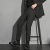 Men's Slim Straight Anti-Wrinkle Business Casual Black Nine-Point Suit Trousers