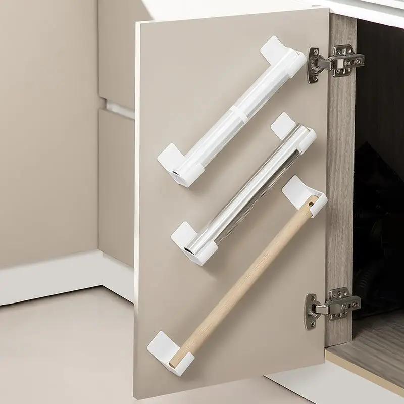 2pcs Kitchen Bath Wall Mount Plastic Poly Trash Waste Bag Roll Holder Dispenser Freshness Film Roll Storage Rack for Closet