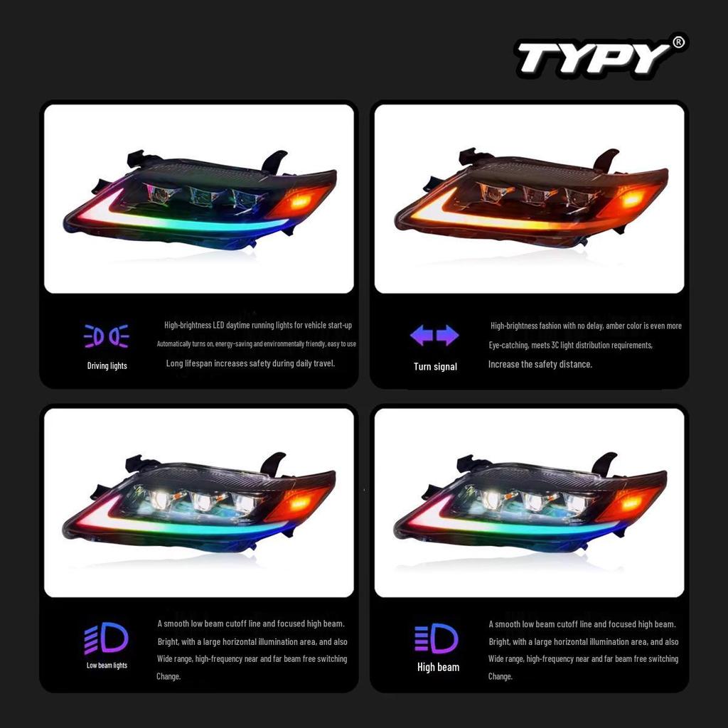 Camry Headlight Assembly with RGB Daytime Running Lights & Flowing Turn Signals (09-11 US Model)