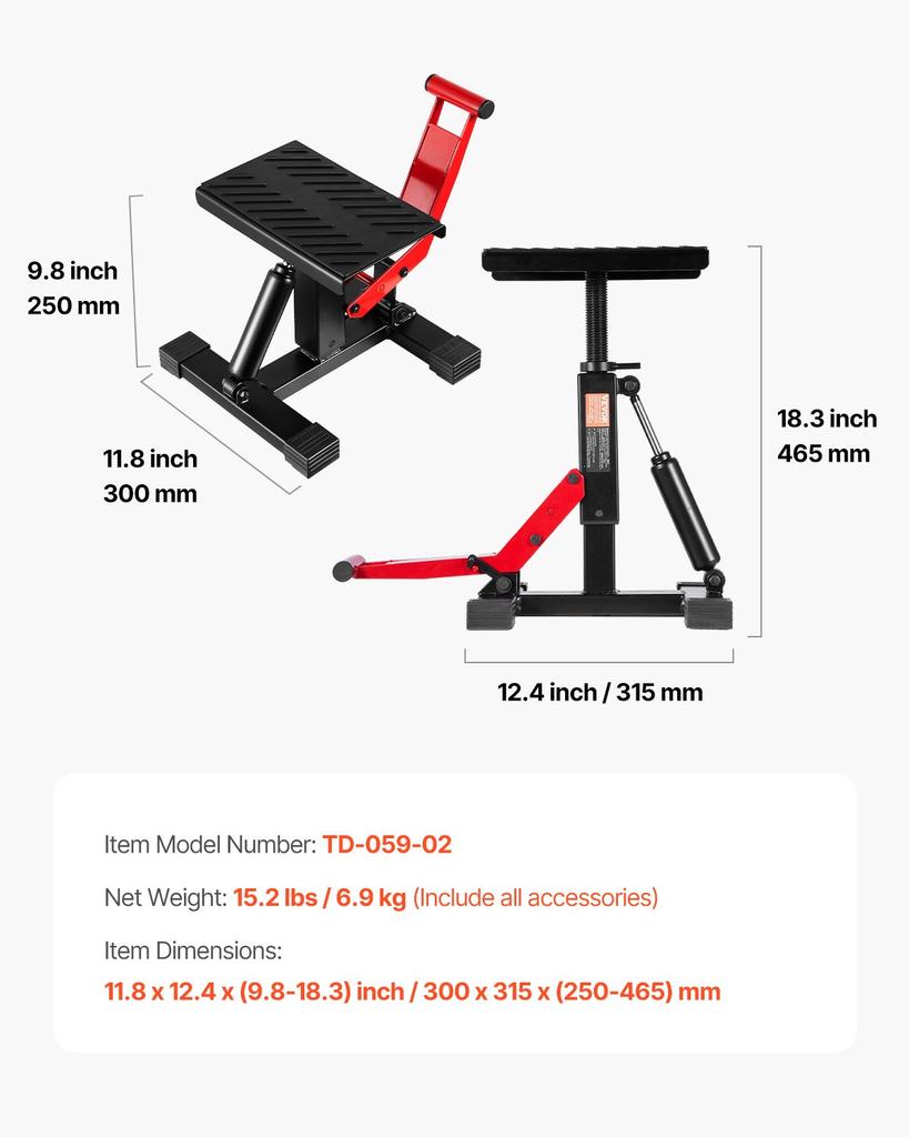 VEVOR Dirt Bike Lift Stand, Motorcycle Jack Lift Stand 1200lbs Capacity and Hydraulic Lift Operation