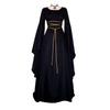 Dámský halloweenský kostým s dlouhým rukávem, kulatým výstřihem, šněrováním v pase, nepravidelné šaty, středověké retro elegantní večerní šaty