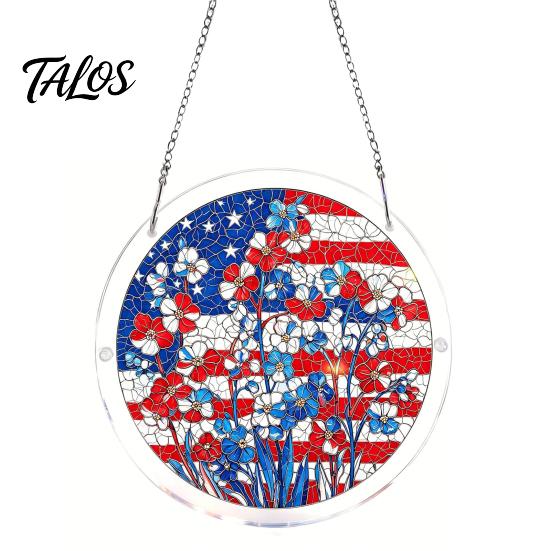 Acrylic Puzzle Suncatcher 7.48 Inch Circular DIY Suncatcher, Stained Glass Style Window Hanging Ornament, Challenging Mind Game Waterproof Pendant for