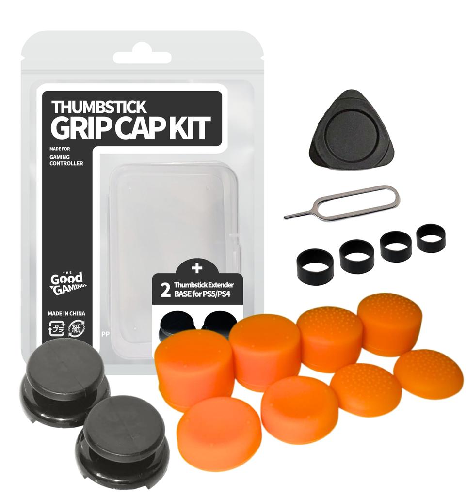 FREEK Grip Cap Kit Thumbstick Extender for Controllers 8 Grip Caps in 4 and Improves Aim and FPS Assist The Good Gaming + PS5/PS4 (2 Bases, Types