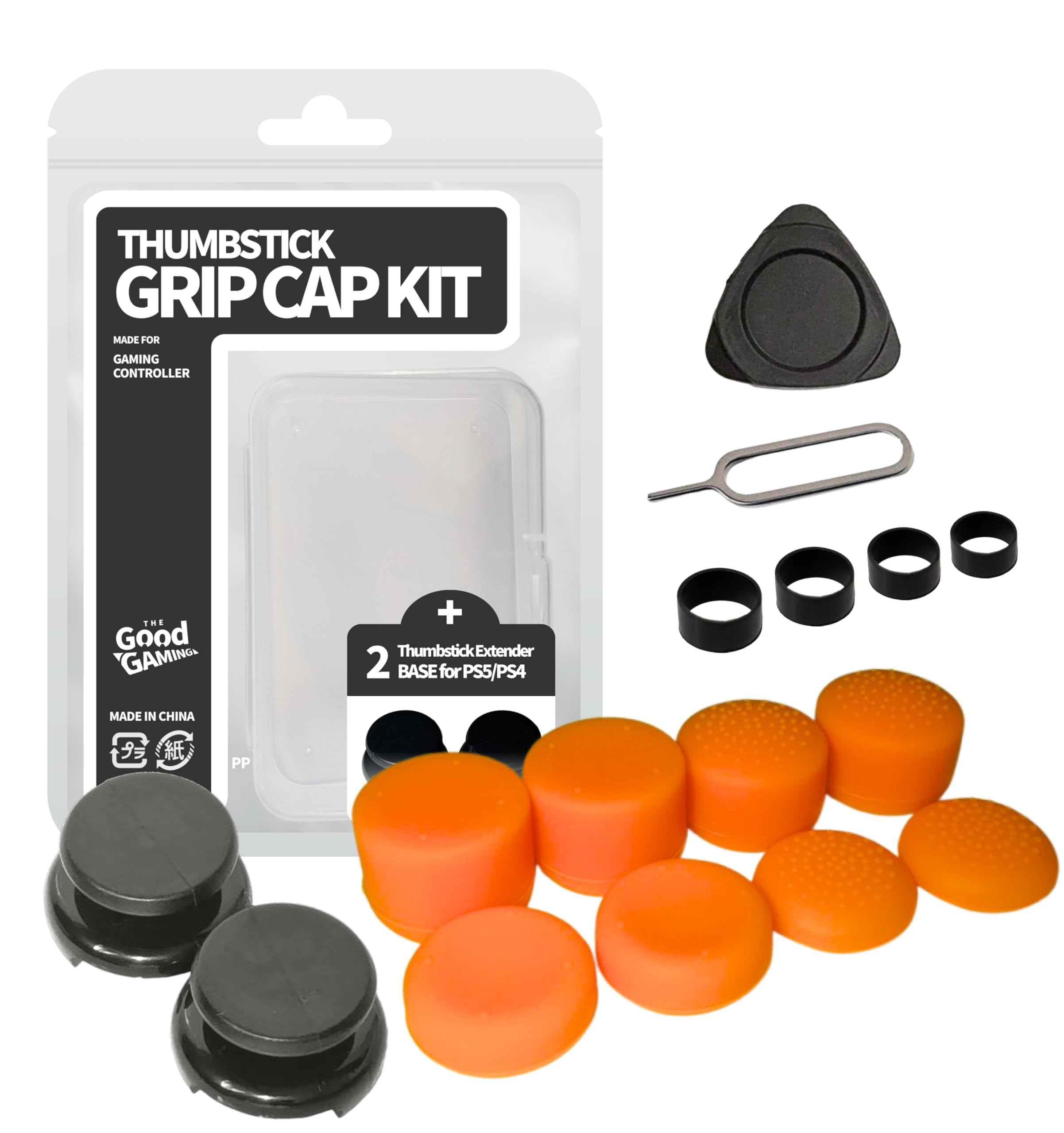 

FREEK Grip Cap Kit Thumbstick Extender for Controllers 8 Grip Caps in 4 and Improves Aim and FPS Assist The Good Gaming + PS5/PS4 (2 Bases, Types помаранчевий