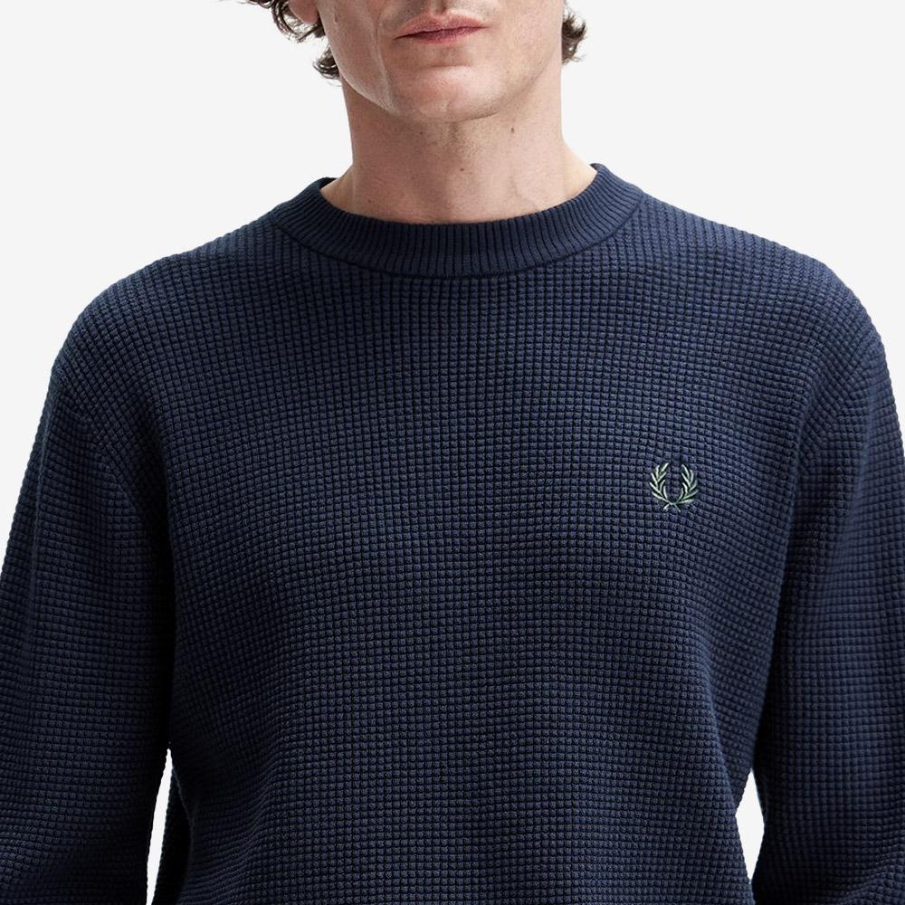 Fred Perry [Sharp] Waffle Stitch Knit - Dark Air Force Afpm2536507-738