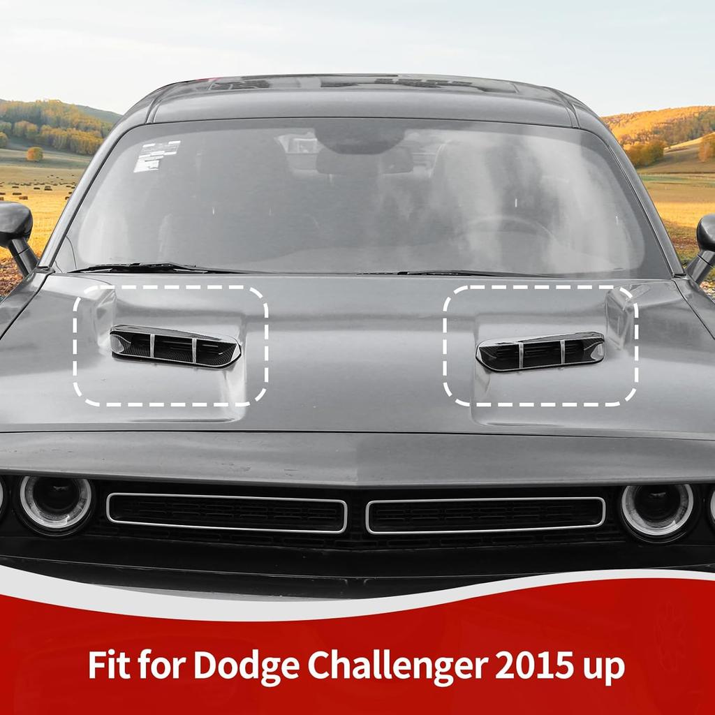 For Challenger Hood Vent Cover Trim Fit for Dodge Challenger 2015-2023 Black Carbon Fiber Exterior Accessories 2pcs
