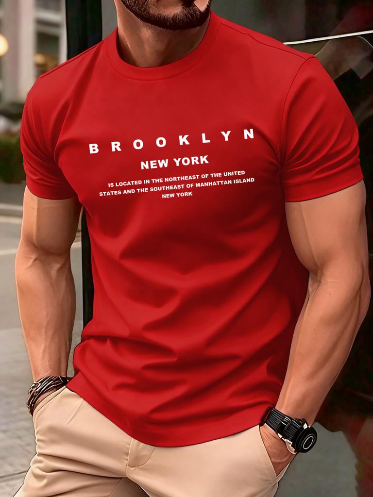 Brooklyn New York Letter Print Men T Shirts Summer Retro Hip Hop Short Sleeve Cotton Fashion Loose Clothes Unisex ONeck TShirt