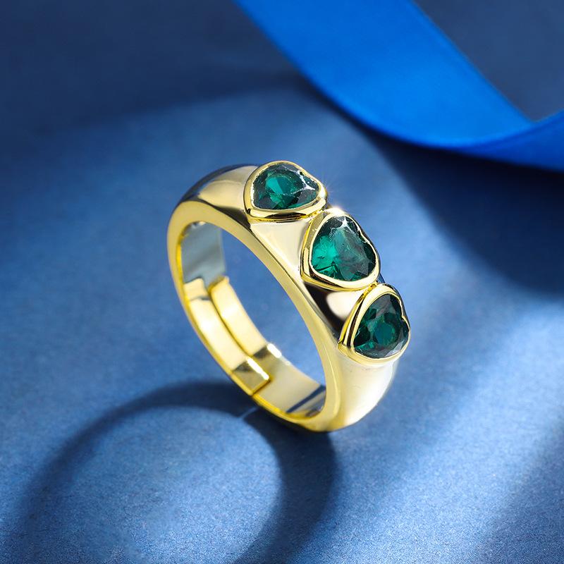 Jewelry Copper Bottom Gold-Plated Tide Color Treasure Heart-Shaped Gold Living Ring Children