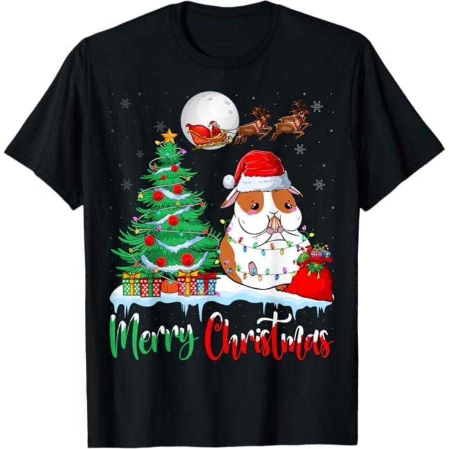 Hamster Santa Hat Xmas Tree Lights Merry Christmas Hamster T-Shirt GIU1 Mens Womens Tank Top Sweatshirt Hoodie Longsleeve 801 Black S