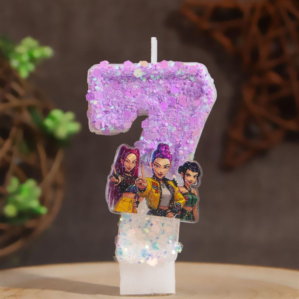 NEW Demon Hunters Digital Candle Cake Decoration KPop Numi Mira Zoe Digital Candle Cake Top Birthday party cake decoration