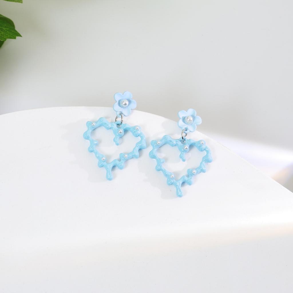 Geometrische Ohrringe in blauer Farbe für Damen Böhmische Blumen-Schmetterlings-Anhänger Weibliche Hängeohrringe