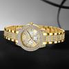 6PCS Golden Ladies' Watch Set Luxury Trendy Quartz Watch Bracelet Necklace Earrings Set Perfect Gift for Friends or Moms