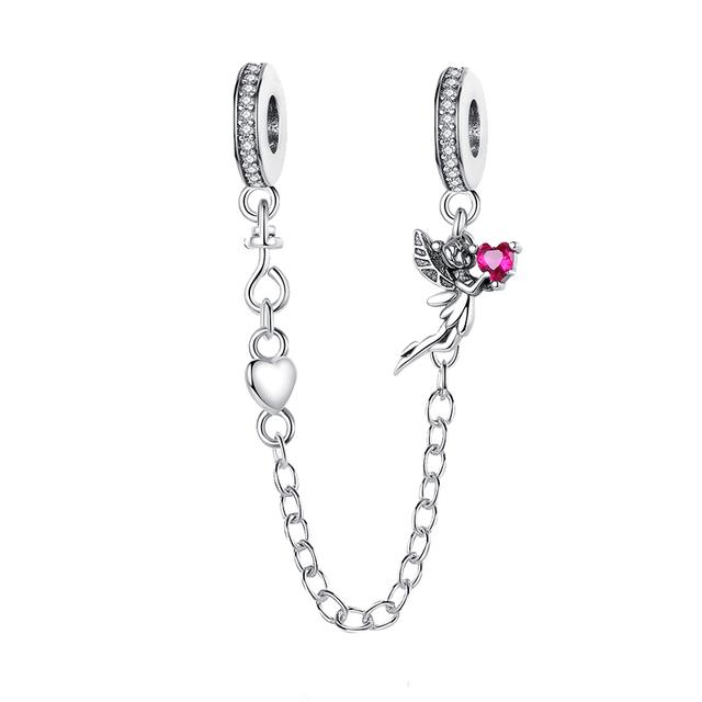 Nový 925 Sterling Silver Sparkling Pav éCrown O Tree Bezpečnostní řetízek Přívěsek Korálky Temperament Náramek Ženy Šperky Dárek