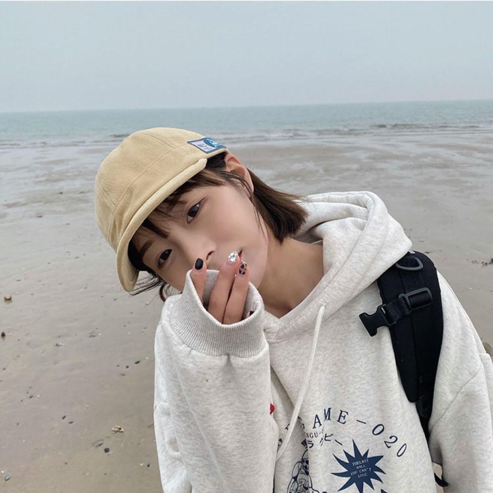 Japanese Style Short Brim Baseball Cap Solid Color Peaked Cap Casual Sunscreen Sun Hat  Sports