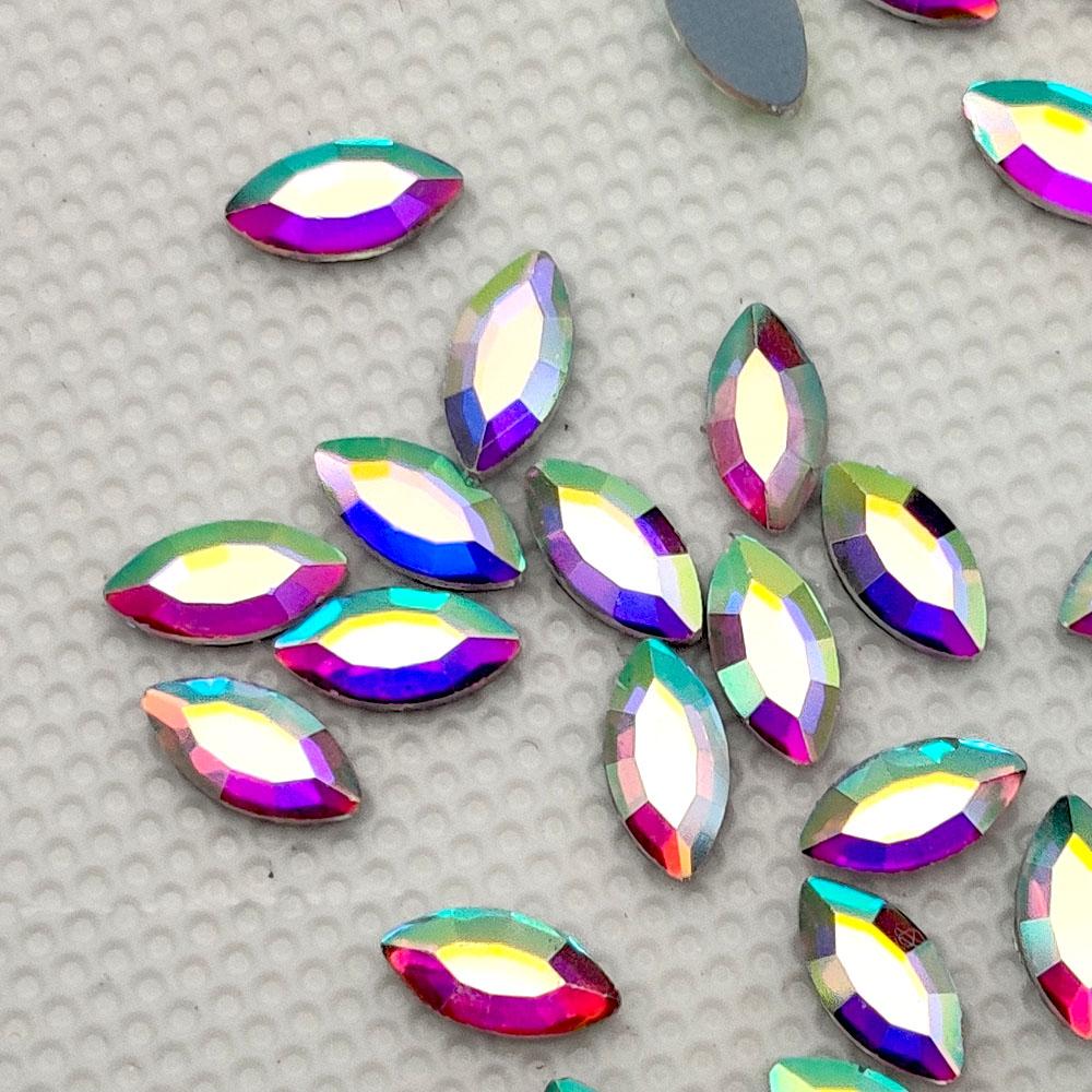 Factory Direct 7200 Pcs Bulk Packing 4X8mm Navette Marquise Horse Eye Crystal AB Crystal Glass Hot Fix Rhinestone for Dress